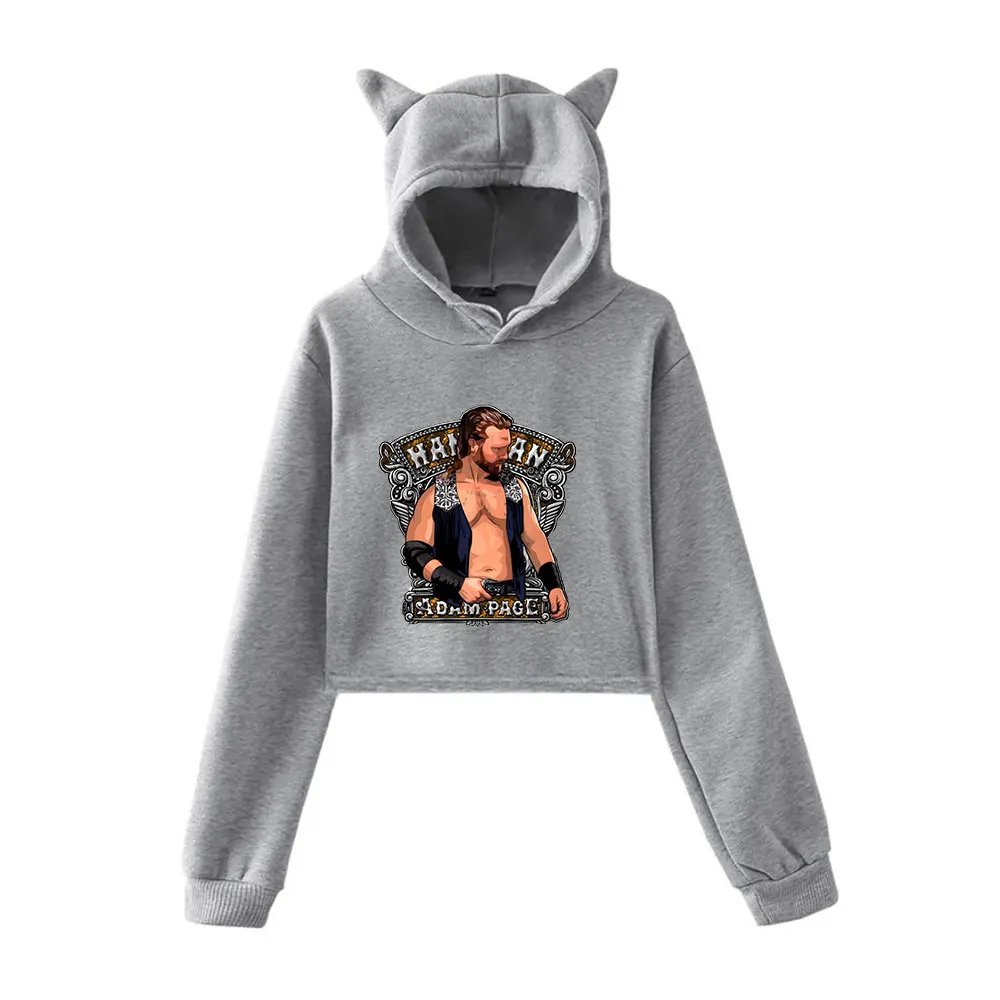 Hangman Page Merch Vintage 90s ملابس الشارع الشهير شعار هوديي هوديس بلوزات للفتيات القط الأذن المحاصيل موضة الرياضة البلوز #3