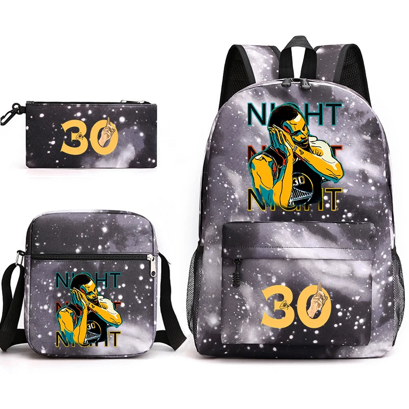 

printed youth backpack campus student bag shoulder bag pencil case 3-piece set