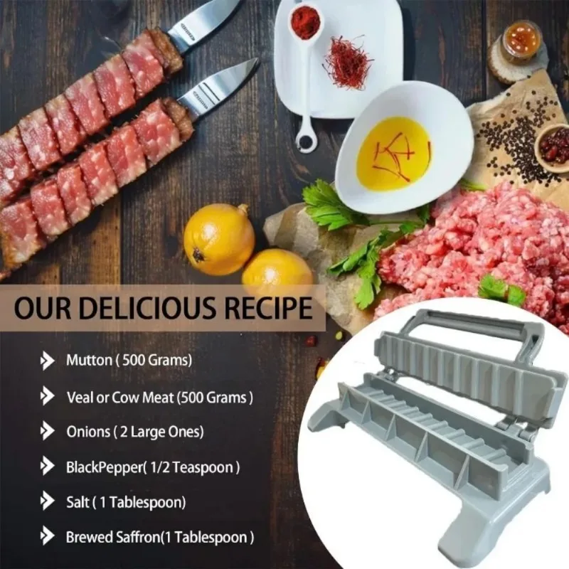 BBQ Kebab Maker Plastic Barbecue Meat Skewer Machine Barbecue Large Manual Kebab Mould Reusable Camping Picnic Gadget Skewer