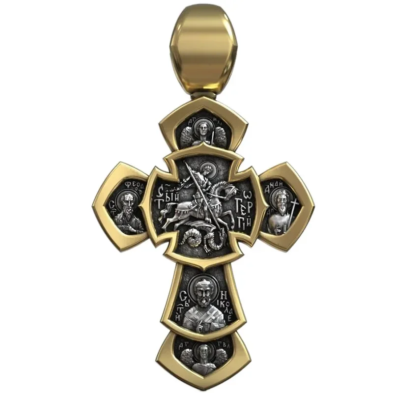 14g Jesus Christ Gilding Cross Saint George Victorious and Saints Religious Art Relief  Customized 925 Solid Sterling Silver Pen