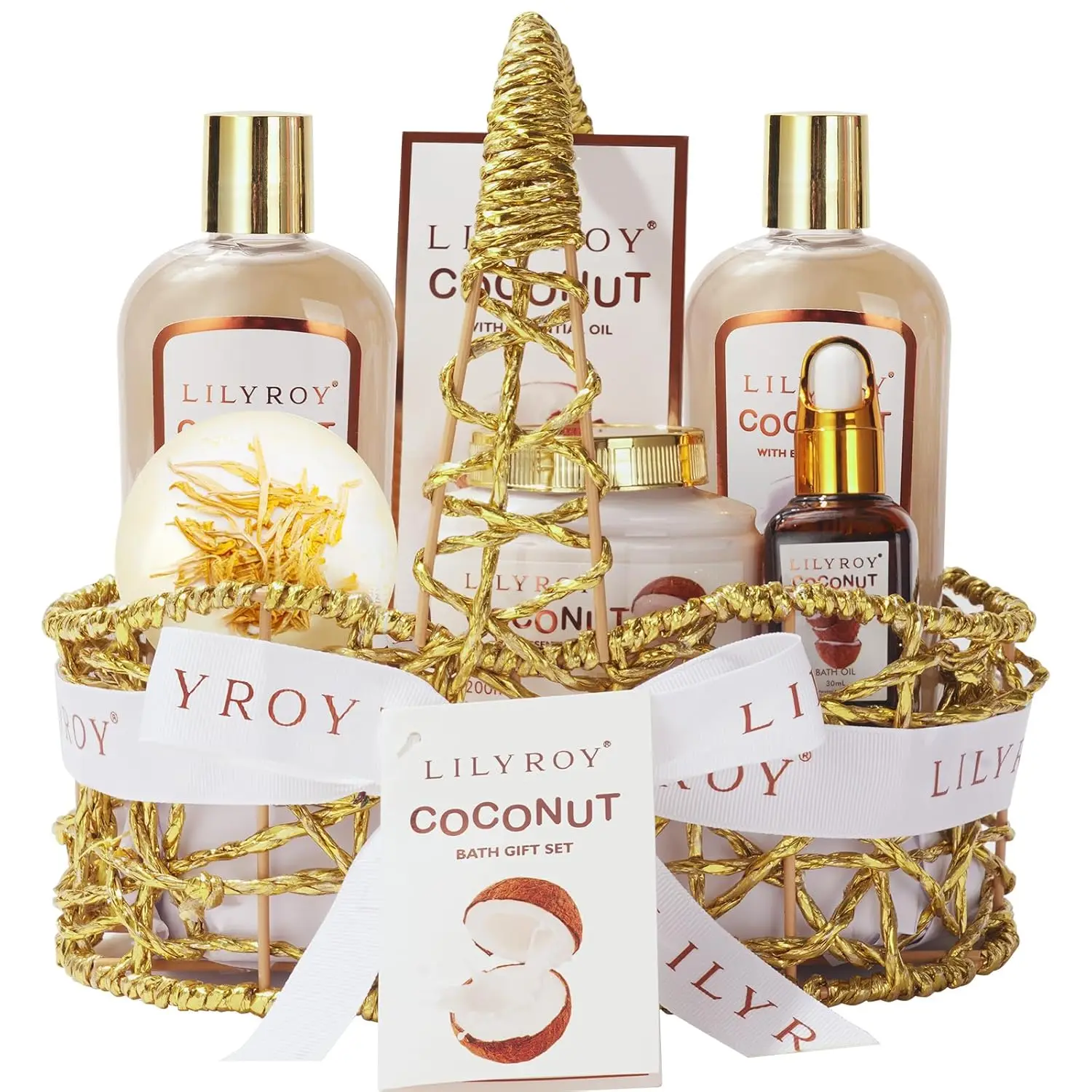 Canasta de Regalo con Aroma a Coco para Spa, para Mujeres y Hombres - Perfecta para el Día de la Madre, San Valentín, Cumpleaños y Todas las Ocasiones