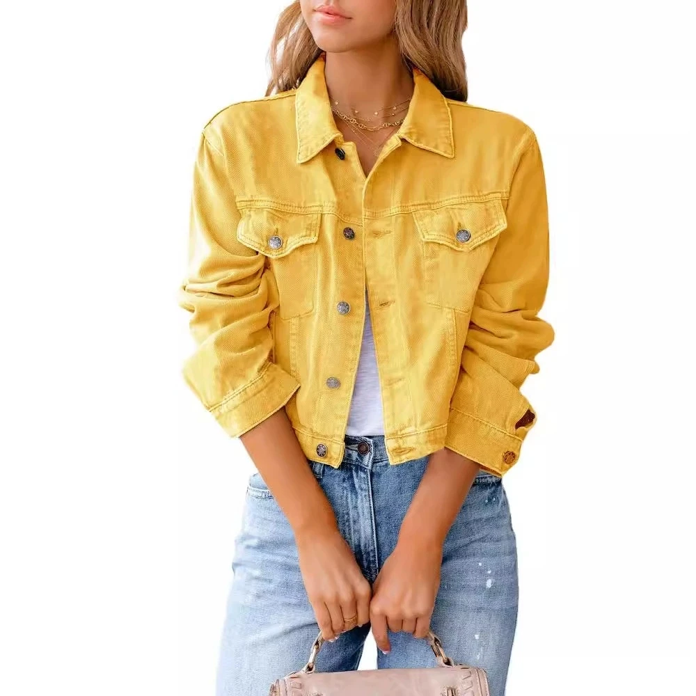 

Women’s Short Denim Jacket 2025 Spring Autumn New Fashion Long Sleeve Loose Casual Jeans Coat Female Cowboy Overcoat Outerwear