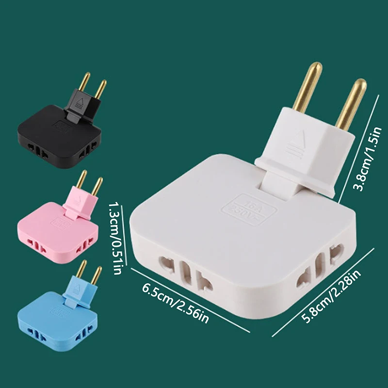 Adaptador de tomada 3 em 1 EUA para UE, 180 °   Conversor de saída multi-plugue giratório e fino