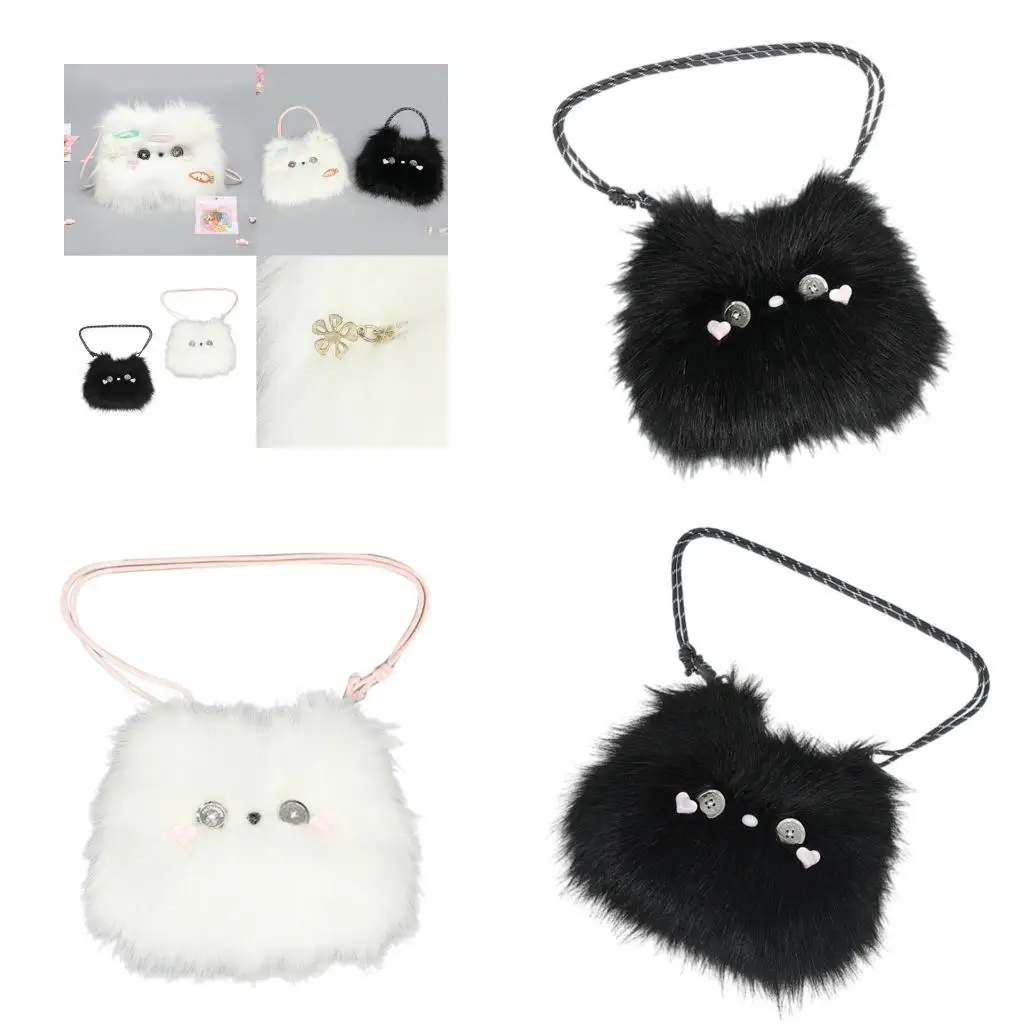 

39BD Plush Cats Shoulder Bag Crossbody Handbag School Book Bag Halloween Cosutme
