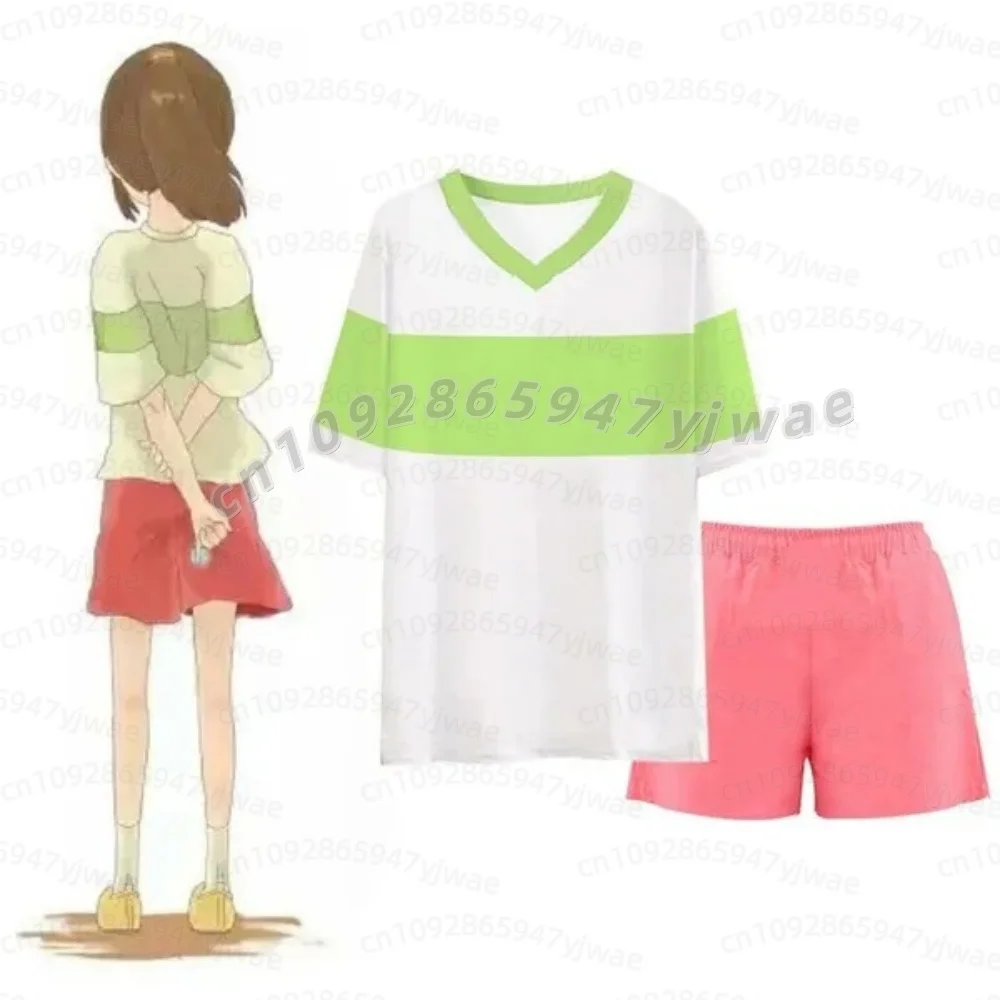 KIDS Anime Cosplay chihiro Woman Daily Clothing LeisureLoose Sets T-shirt+shorts Cosplay Costume Gift Women's Pajama Pants Set