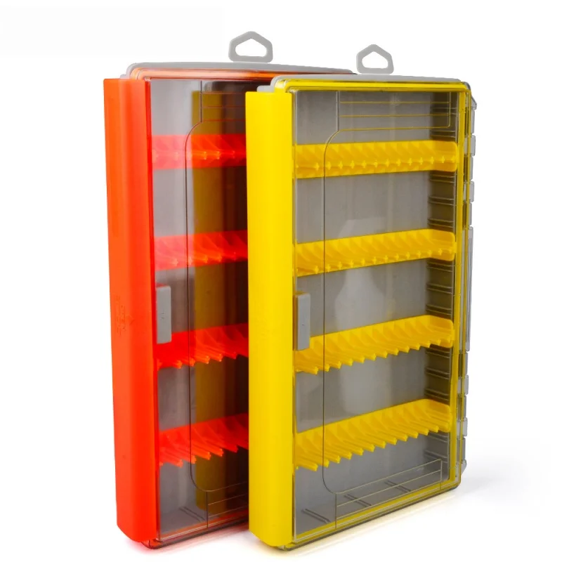 

1pc Orange & Yellow Fishing Tackle Storage Box - Ideal for Jigs & Multiple Blade Baits