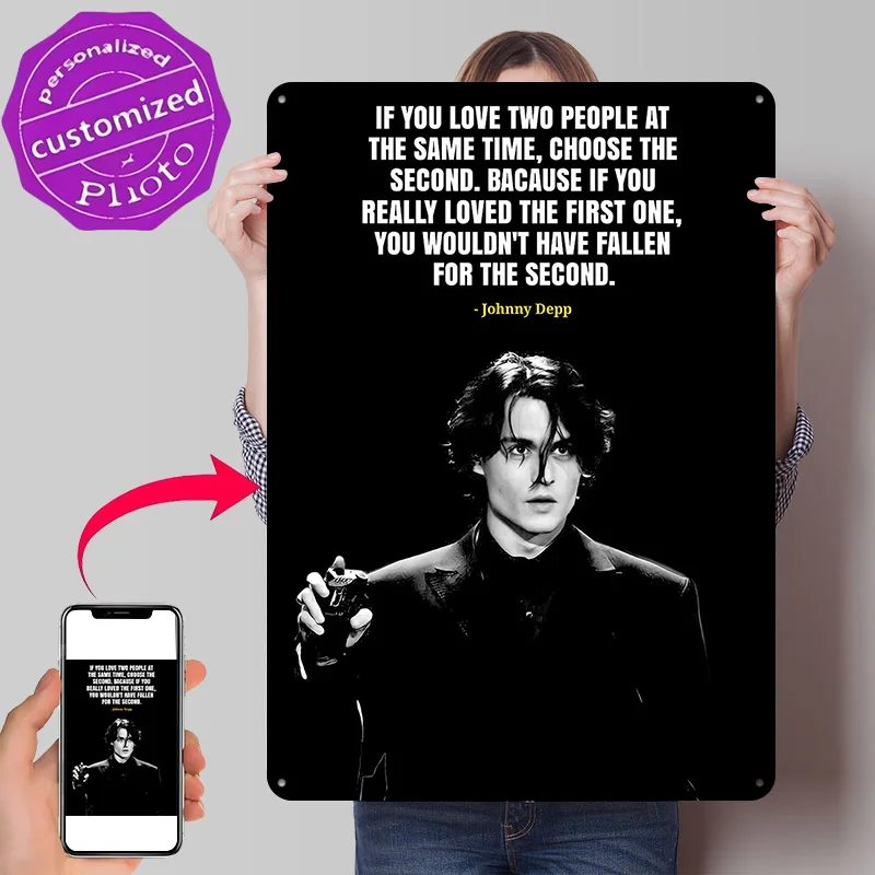 Johnny Depp Quotes Personalized 3D Textured Metal Poster Wall Art Vintage Tin Signs for Decoration Room Decor Luxury Wand Deko