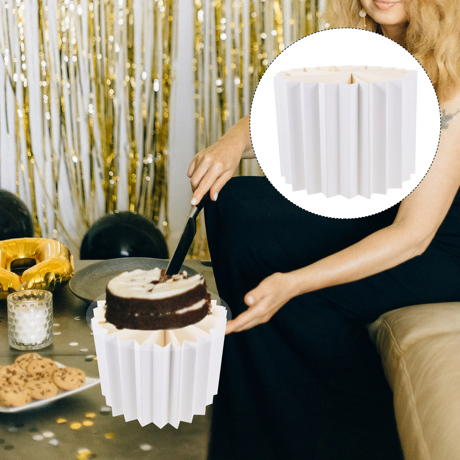 

Foldable Paper Roman Pillar Pedestal Wedding Cake Display Stand Freestanding Party Decoration and Photography Prop