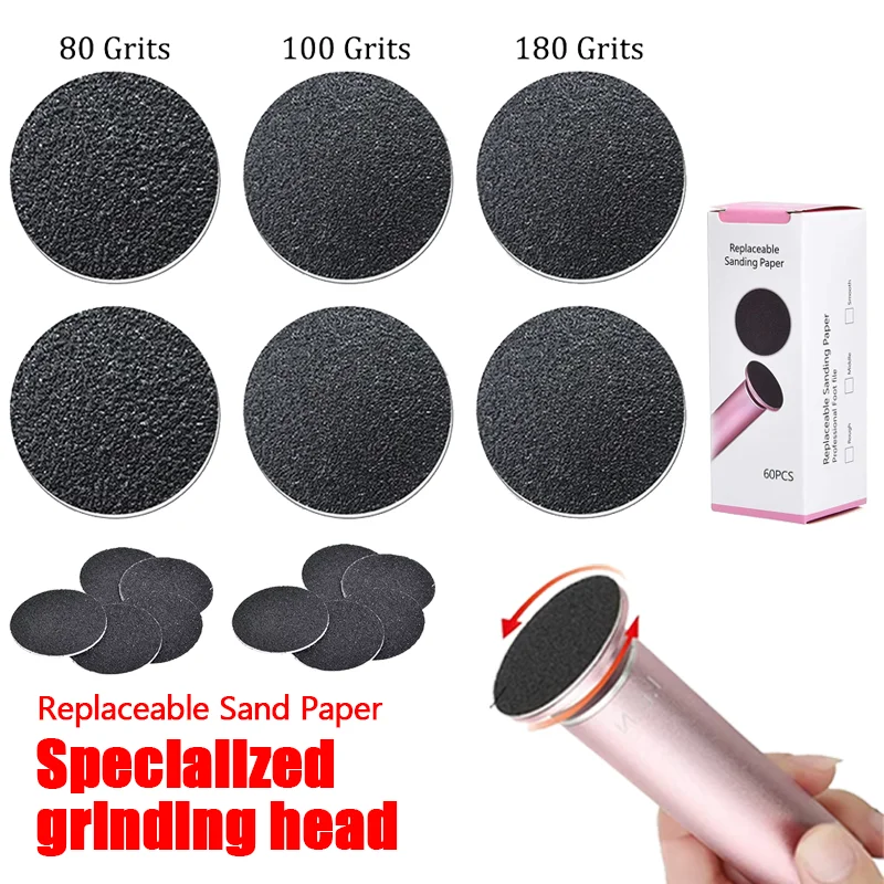 60 PCS/Lot Remover Tool Pedicure Tool Replacement Foot File Sandpaper Disk Sanding Paper Accessory For Electric Foot Callus