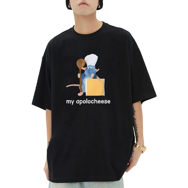 

Funny My Apolocheese Rat Graphic Printing short sleeve T-shirts Men Women Fashion Summer Cotton T shirt vintage manga Top Unisex