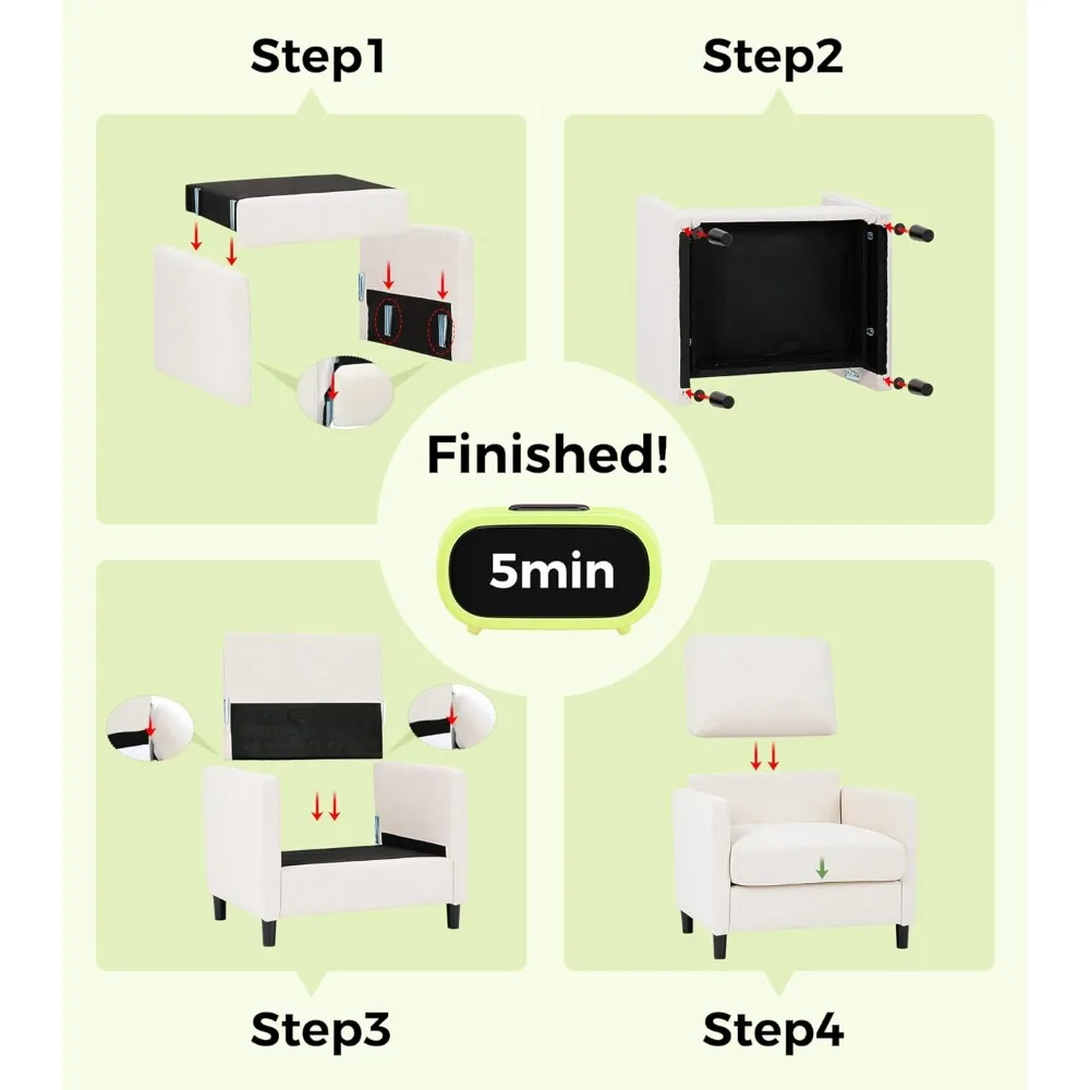 كراسي بذراع مريحة لغرفة المعيشة - إعداد بدون أدوات، كرسي قراءة لغرفة النوم، أثاث مصنوع بالكامل من الخشب #5