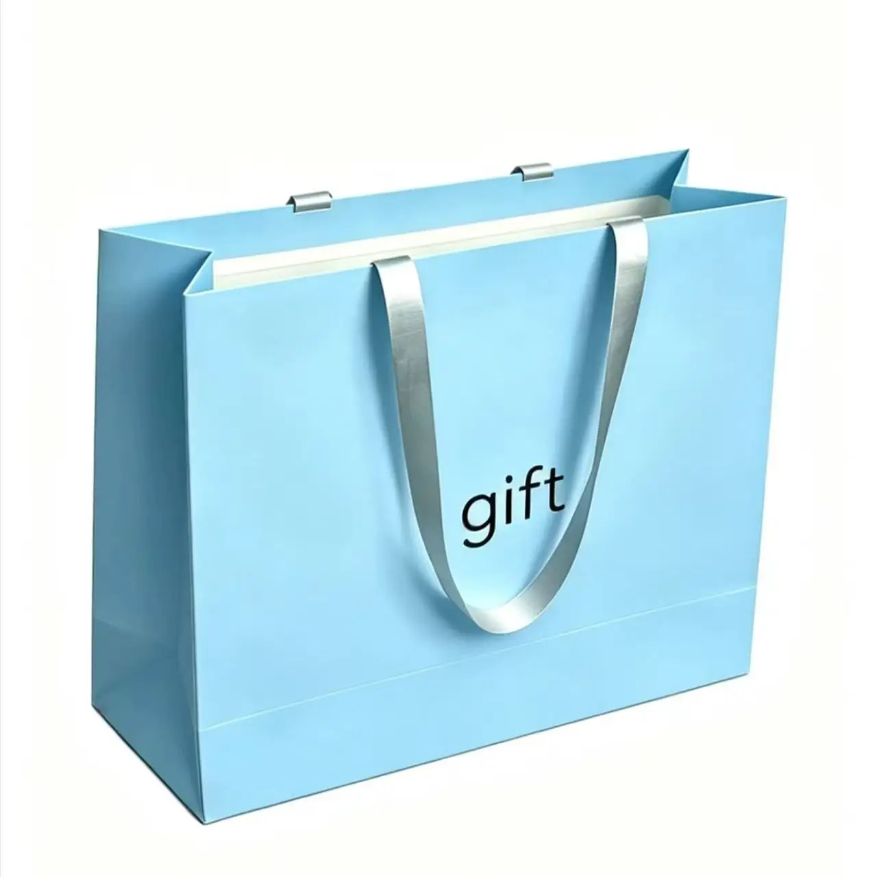 Custom Logo White Paper Shopping Tote Bag Luxury Gift Packaging Bag For Clothing Store Cosmetics Promotion