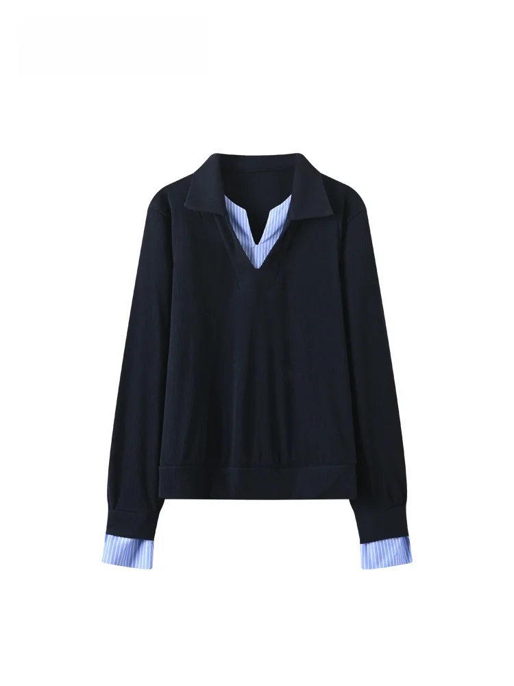 

plus Size Hoodie Women's Long Sve Casual Faion Top Korean Sle Patchwork Spring Season Polyester Spandex Blend