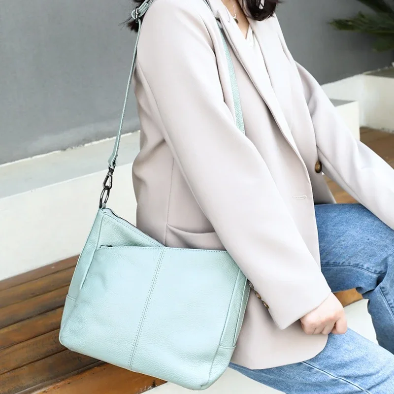 

2026 Quality Bag Commuting New Women's Genuine Soft Cow Leather Crossbody Convertible Shoulder Bag Spacious & Effortless