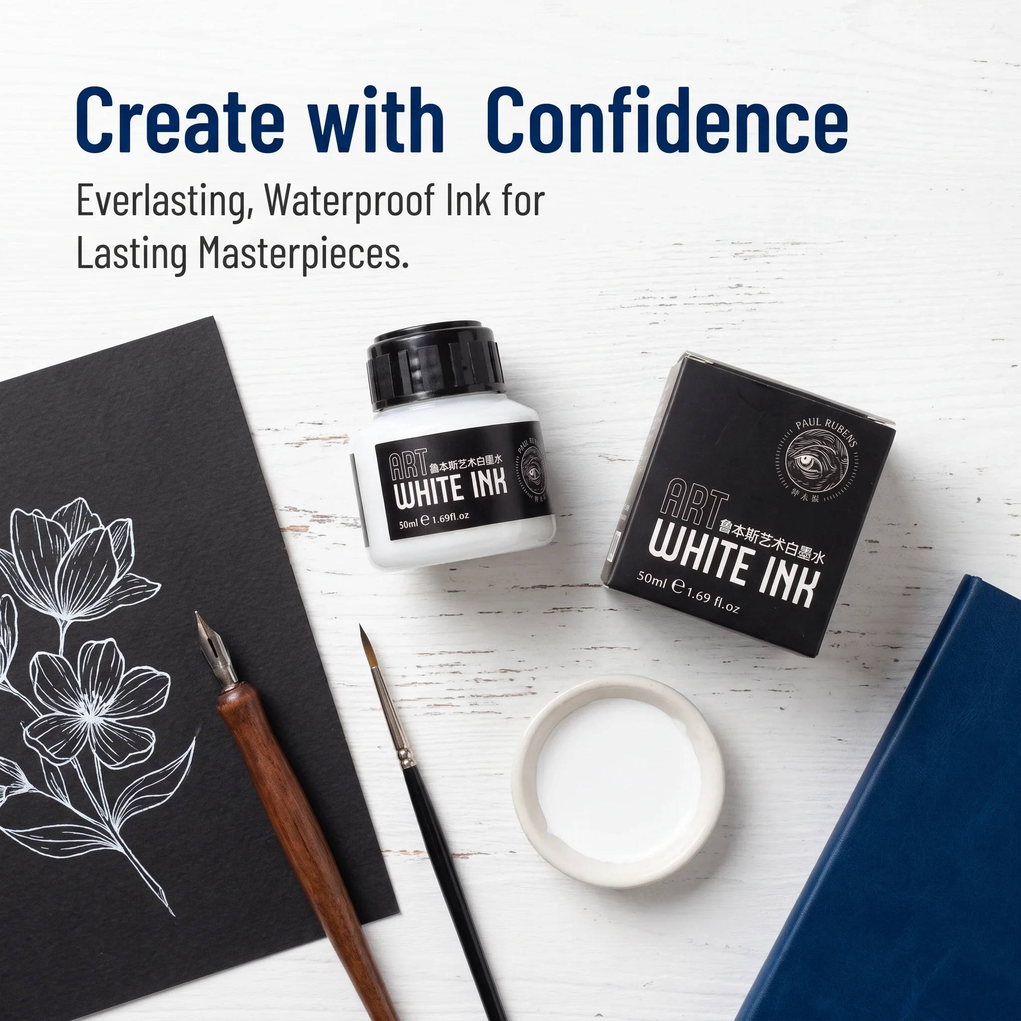 Rubens White Ink 50ml Detail Comic Highlight White Paint Starry Sky White Quick Drying Watercolor Paint Pack