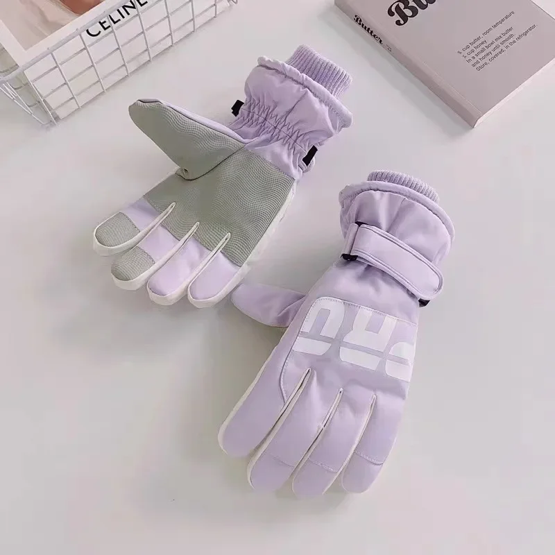 女性用防水スキーグローブ、男性用防寒防風、サイクリング用厚手ベルベット、アウトドア雪遊び用手袋