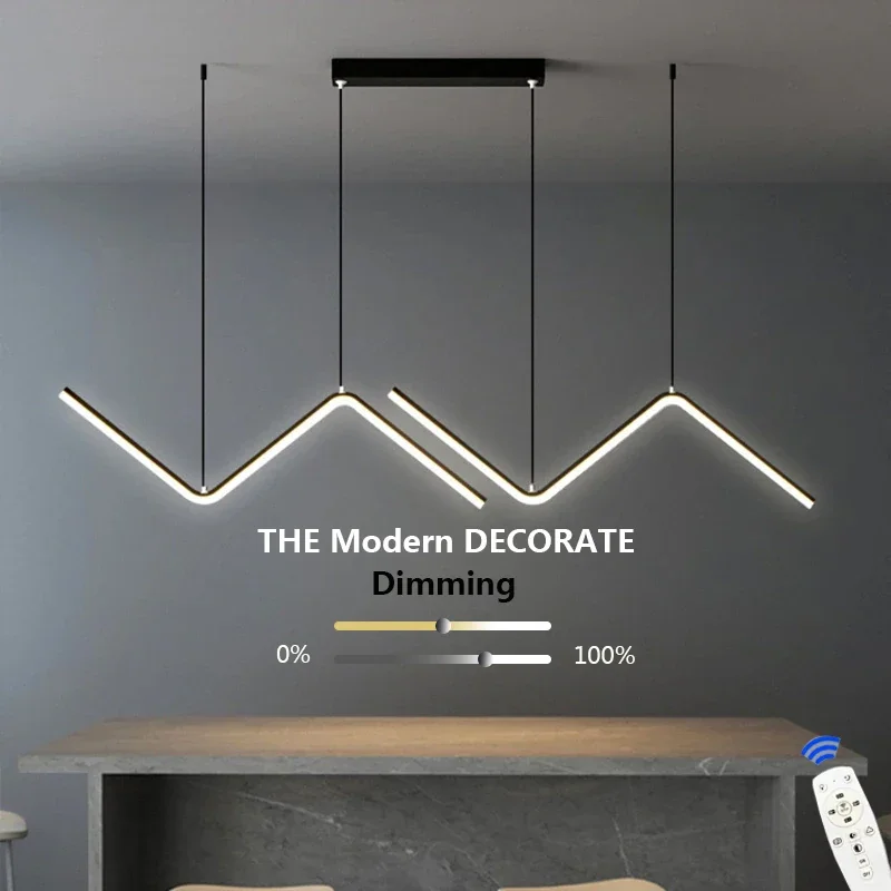 LED Pendant Light Gold/Black Long Line Pendant Light For Restaurant Study Kitchen Office Coffee Home Decoration Luxury Acrylic