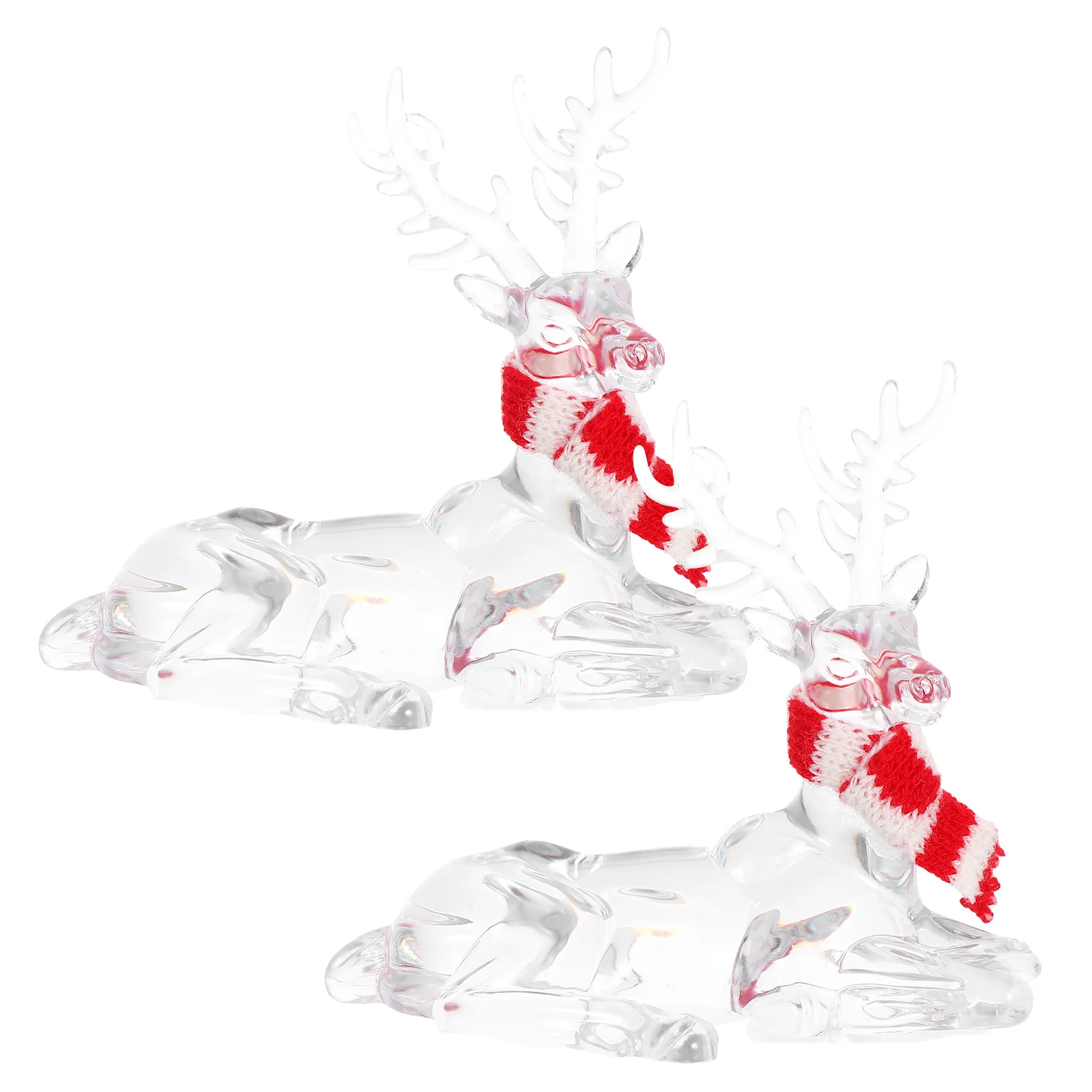 

2 Pcs Acrylic Deer Ornaments Clear Reindeer s Table Decor Christmas Decorations Crystal Cute Statue Animals Cartoon