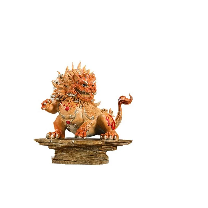Metal Solid Brass Tabletop Decor Figurine, Mythical Beast Statue for Living Room Wine Cabinet Office Entryway Home Decoration