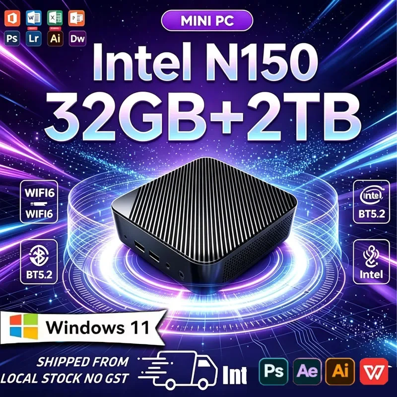 2026年-インテル-n150-ミニpc-ポータブルコンピューター-16gb-32gb-ram-1tb-2tb-ssd-ゲーミングpc-windows-11-pro-wifi-6-bt52-オフィス-学習-ゲーマー向けpc