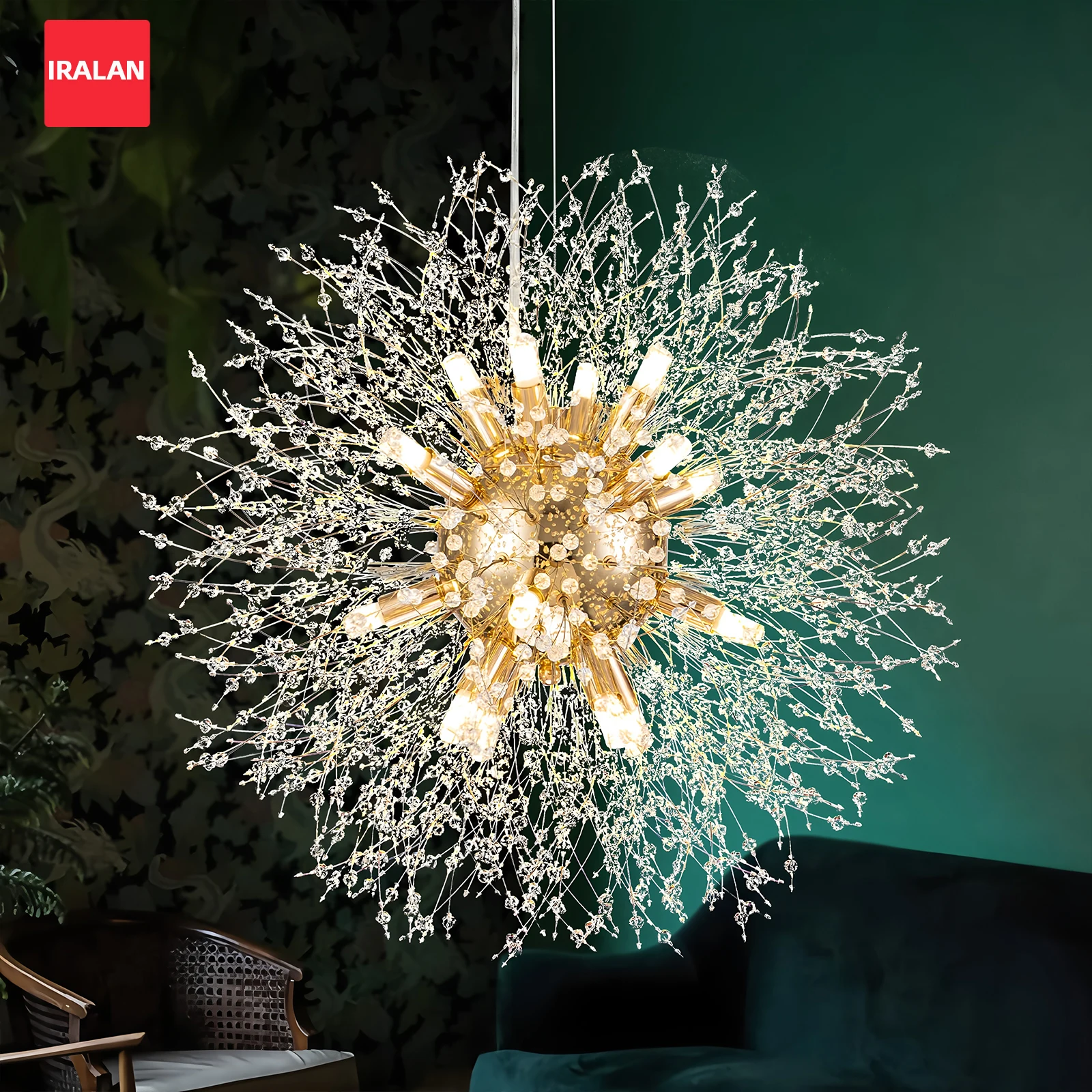 Luxury Crystal Chandelier LED Ceiling Lamps Sky Star Fireball Silver Pendant Light Long Line Home Decor Indoor Lighting Fixtures