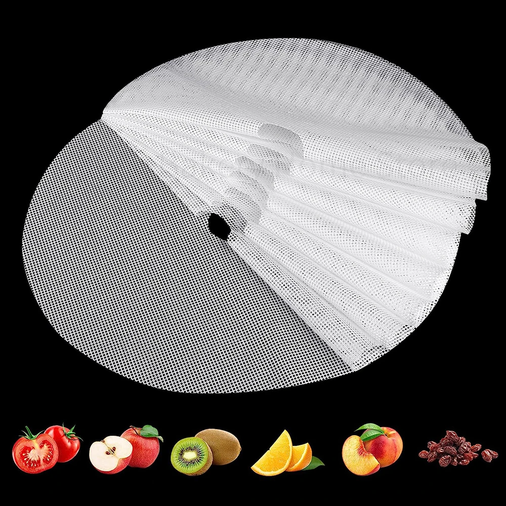 10 Pack 13Inch Round Silicone Dehydrator Sheets Non Stick Food Dehydrator Mats Reusable Steamer Mesh Baking Mat for Fruit Dryer