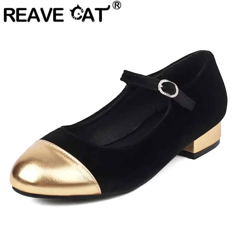 

Модные женские туфли REAVE CAT: Мягкие замшевые мэри-джейн с круглым носком, на ремешке с пряжкой, разноцветные, большие размеры 45, 46, 47, 48