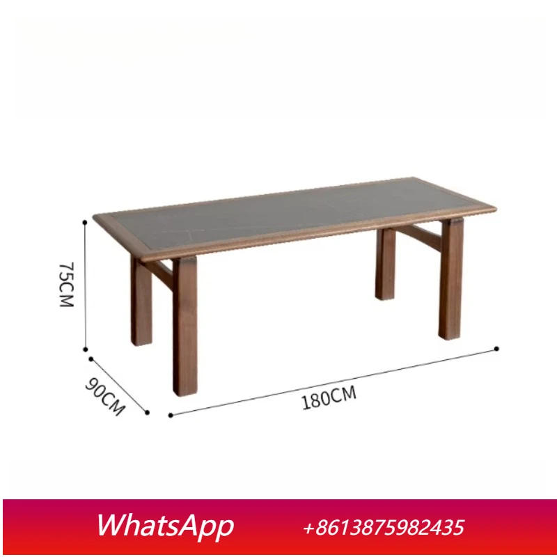 

LMM Mammoth Stone Plate Dining Table Household Small Apartment Black Walnut Rectangular Dining Table