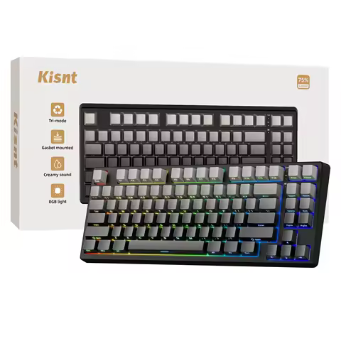 Kisnt Wireless Mechanical Keyboard 85-key,Bluetooth/2.4GHz/USB-C,Gasket Mounted with Creamy Sound, Custom Hot Swappable Keyboard