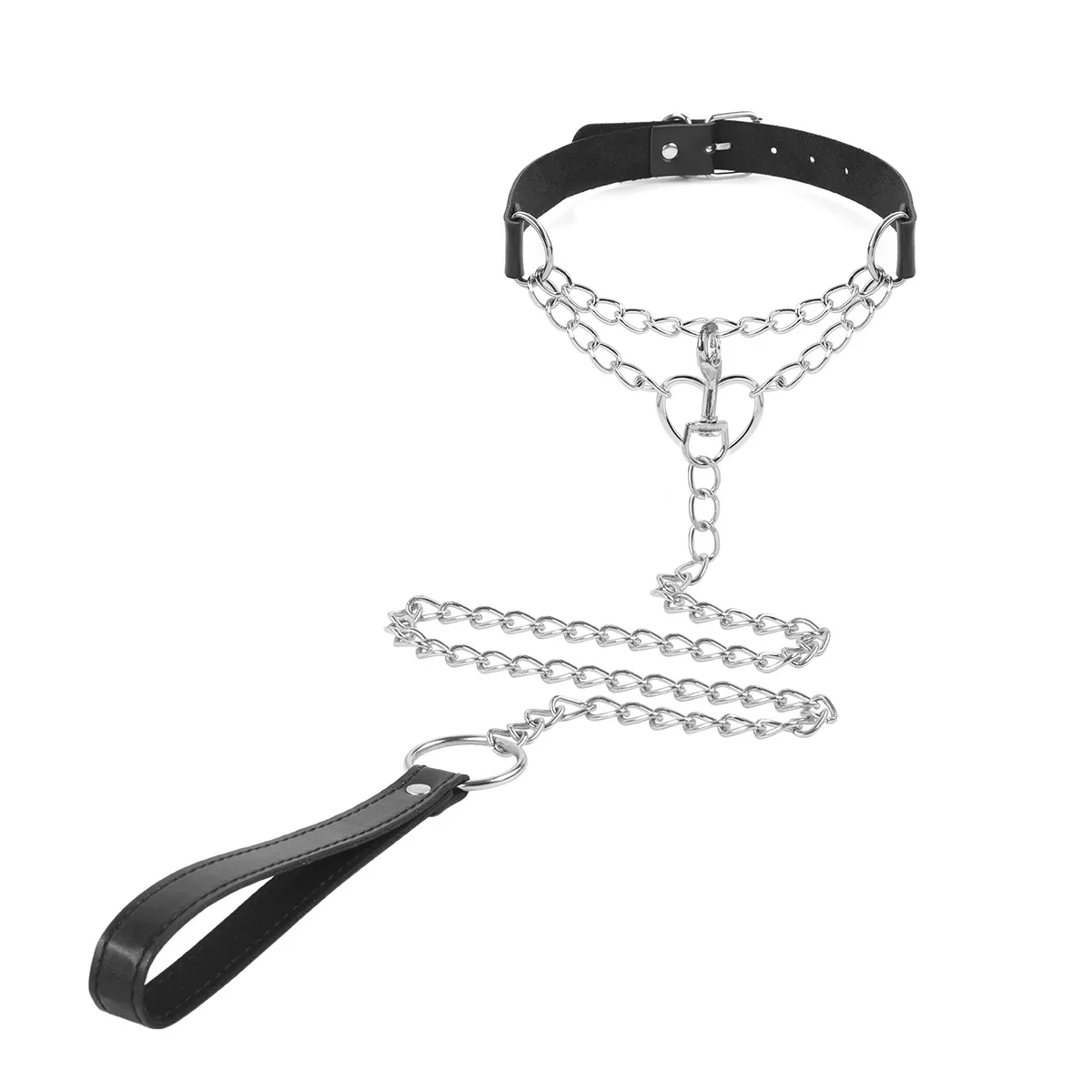 BDSM Collar Bondage Erotic Chain Traction Rope Leather Collar Neck Chain Couple Sm Flirting Female Sex Toy for Adult Sex Games