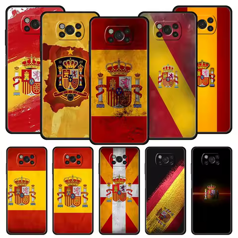 spain flag Phone Case For For Xiaomi Poco X6 X5 Pro X4 X3 NFC F5 Pro F4 F3 GT M5 M4 Pro 5G M3 C51 C50 C55 Soft Cover