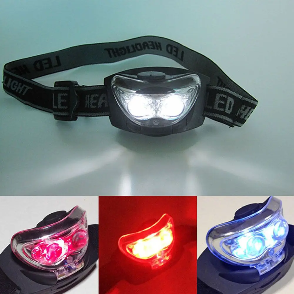 

White + Red Cycling Mounted for Outdoor 3LED Lights Baseball Survival Safety Kit Camping Lights Headlamp Fishing Headlight