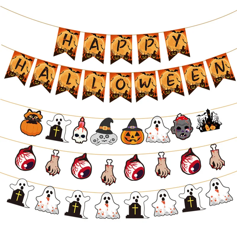 

Halloween Buntings Banners for Outside/Indoor/Wall/Front Door Party Decorations Supplies Halloween Fireplace Garland for Mantle