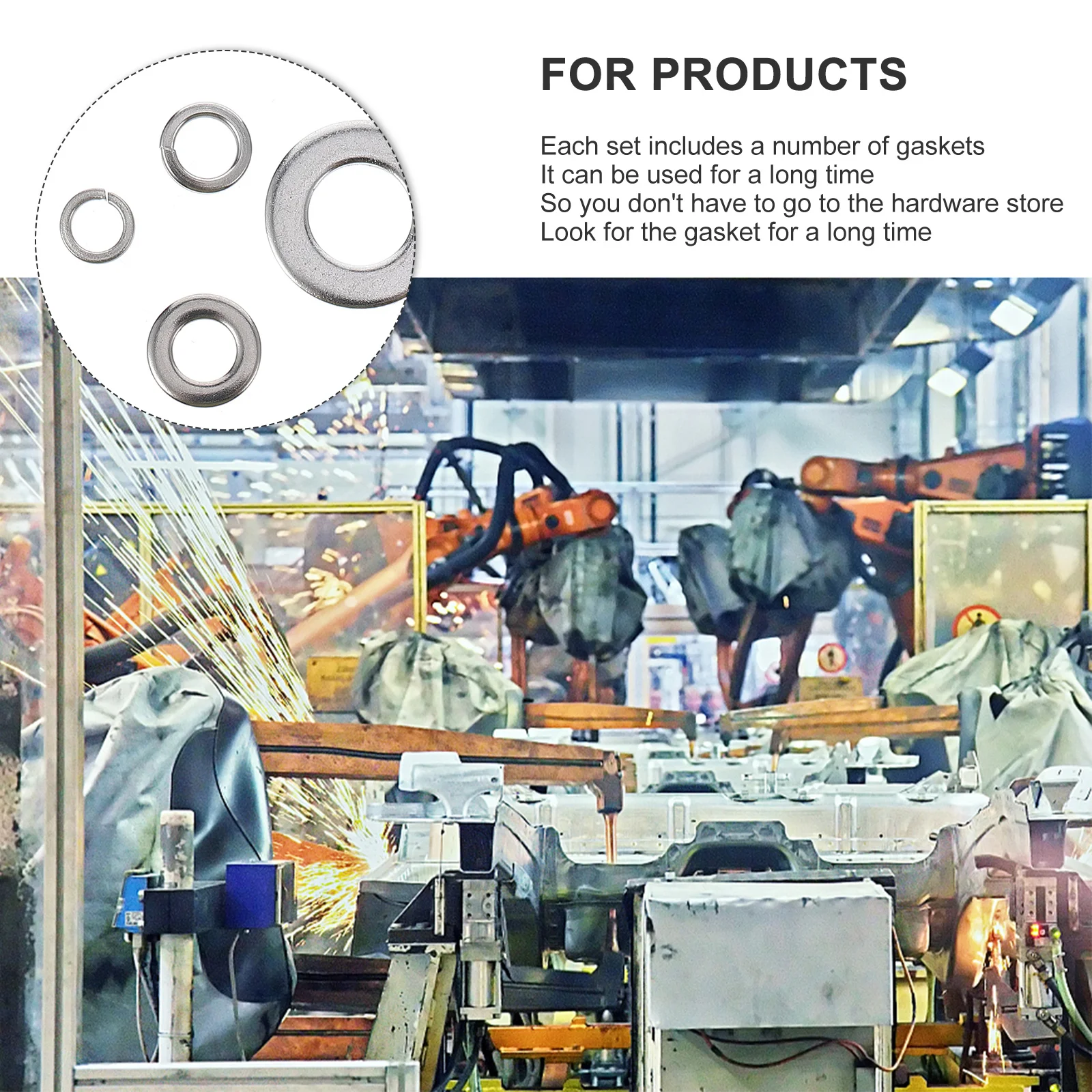 

200 Pcs Stainless Steel Gasket Lock Washers Locking Spring Assortment for Bolts