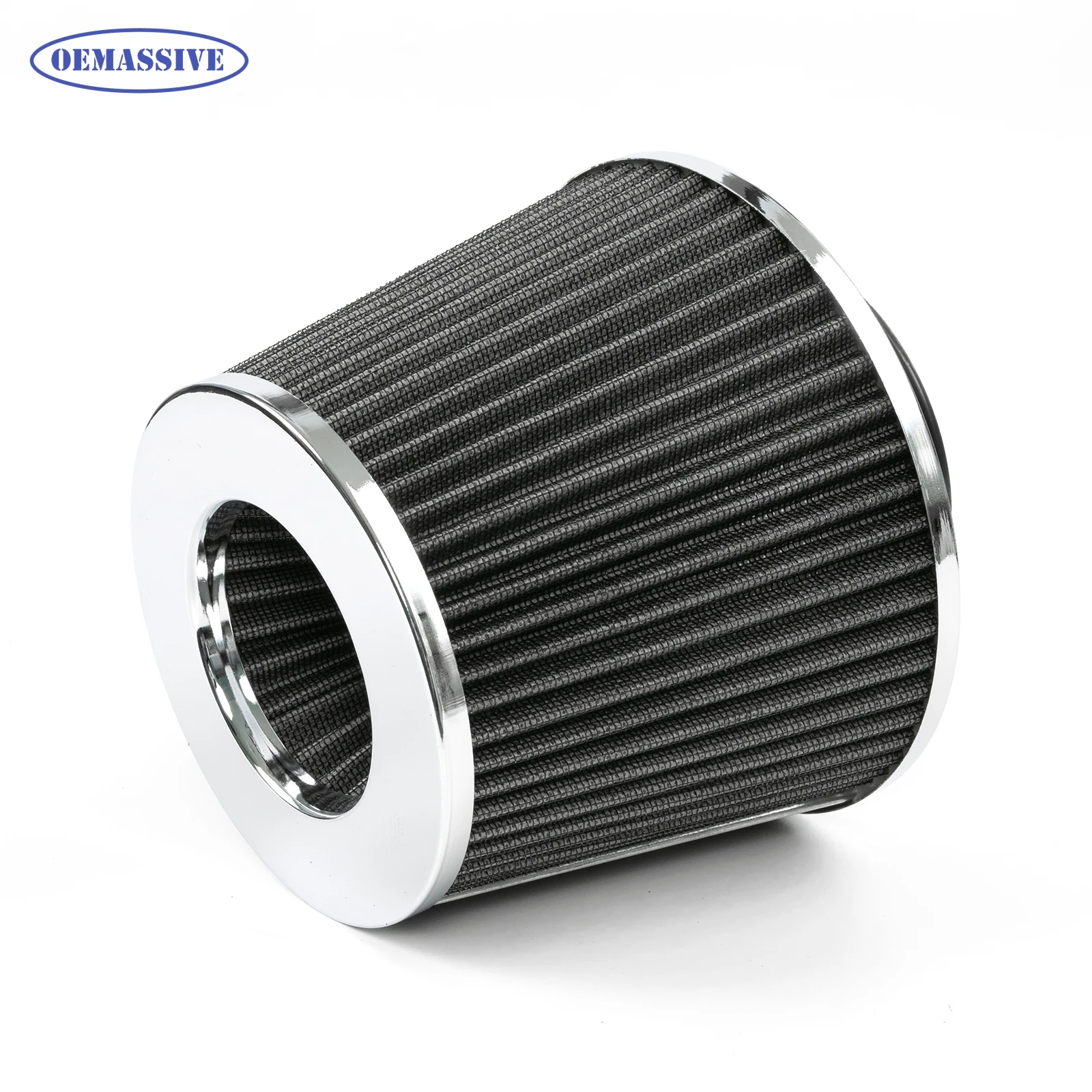 76mm Silver Finish Car Air Filter Induction Kit Performance High Power Sports Mesh Inlet Cold Air Intake Filter Cone Universal