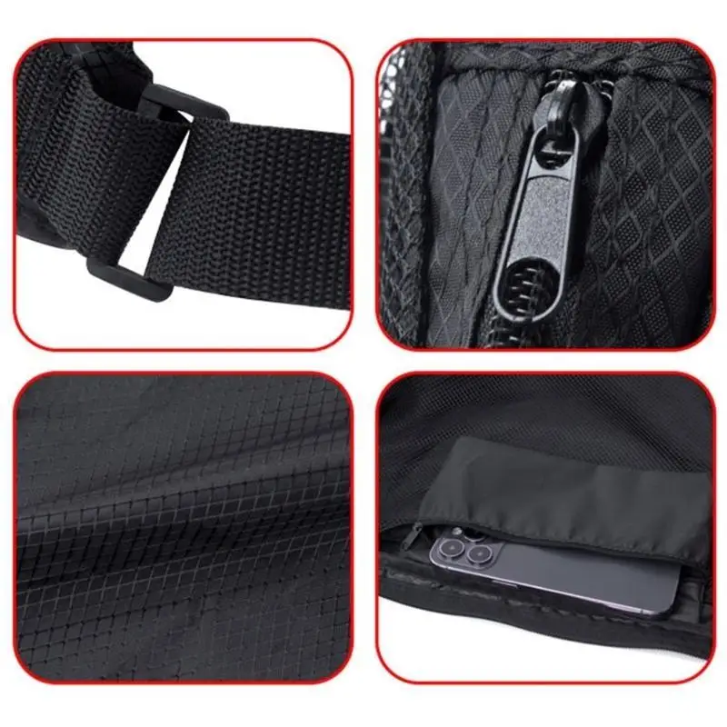 

652F Mesh Bag, Adjustable Basketball Bag Sports Equipment Bag with Zippers Pocket for Basketball Football Volleyball Soccer