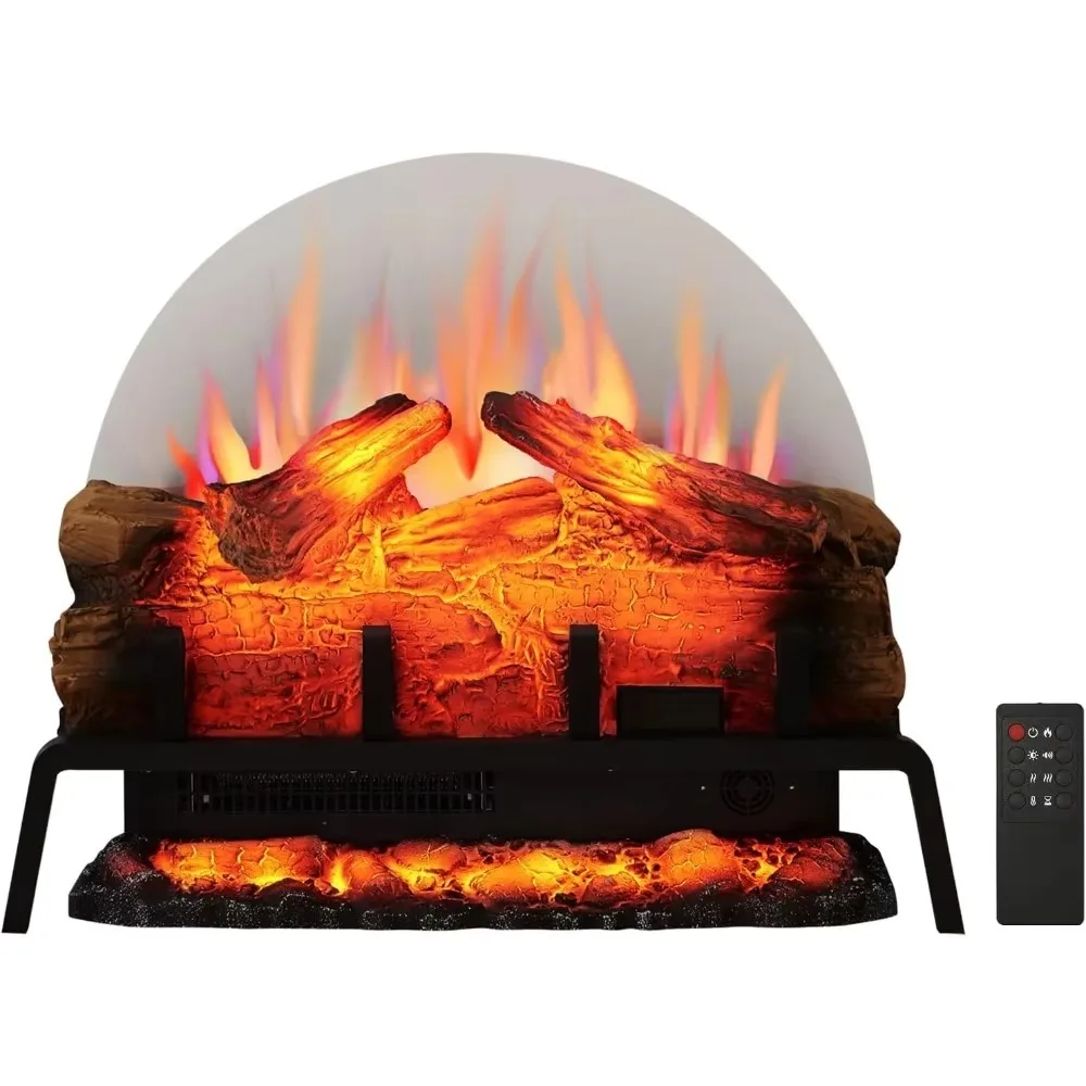 Free Standing Electric Fireplace Log Set Insert,750W/1500W Heater,6 Flame Colors with 5 Brightness,Crackling Sound,RemoteControl