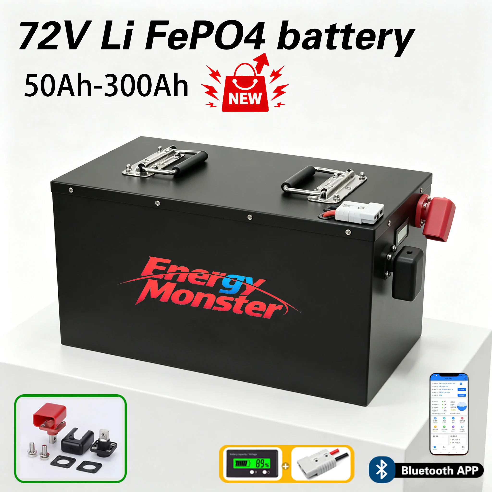 

72V 50Ah Lithium Battery 70Ah 90Ah 100Ah 150Ah 180Ah 200Ah 300Ah Lifepo4 Battery for 3000W Golf Cart Forklift Electric tricycle
