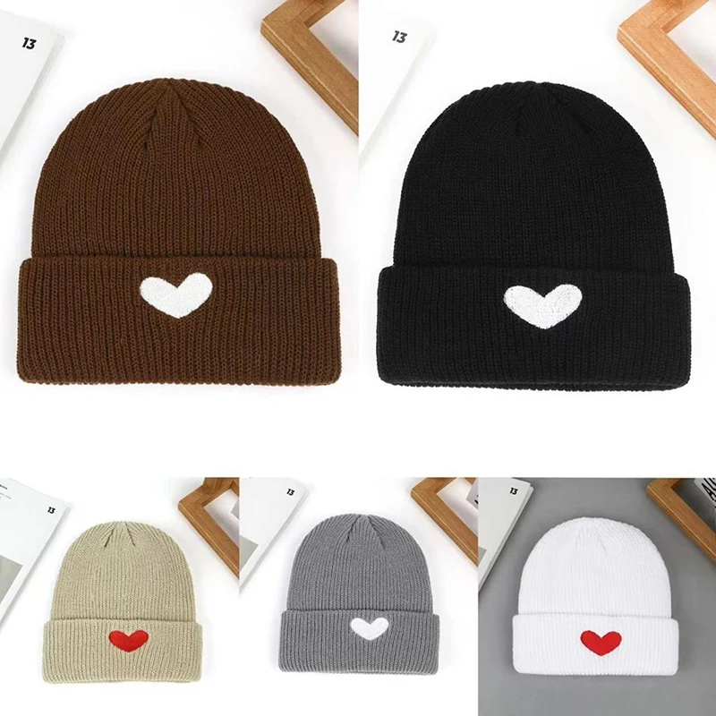 New Japanese Embroidered Love Knitted Hat For Men And Women, Warm Ear Protection For Autumn And Winter, Couple, Student, Fashion