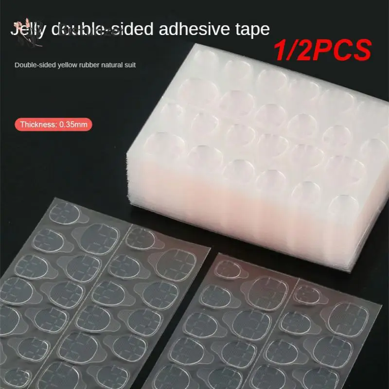 1/2 個ロット透明両面粘着テープ接着剤ステッカー偽ネイルエクステンションスティックツール
