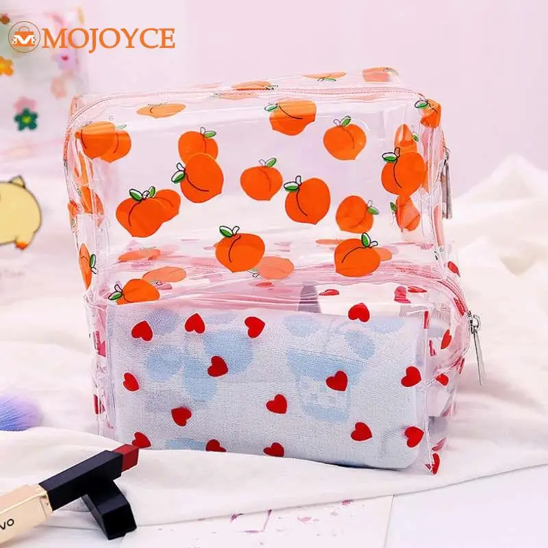 Clear Makeup Bag Fashion Cute Transparent Travel Portable Makeup Wash Storage Bag Avocado Floral Print Women Toilet Cosmetic Bag