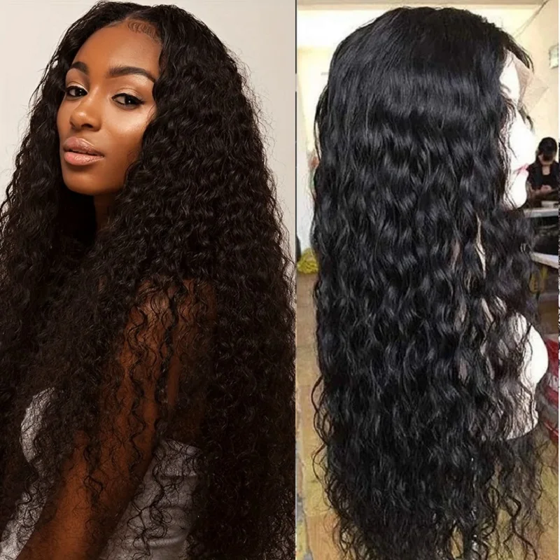 30 40 inch deep wave lace frontal wig 13x6 human hair 100% 13x4 Curly hd brazilian wigs on sale for women choice