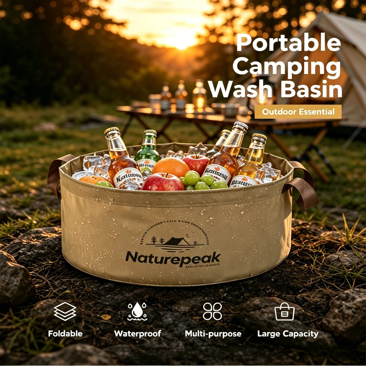 Foldable water basin Outdoor camping Portable vegetable wash basin Portable travel wash basin Face wash laundry foot soak bucket