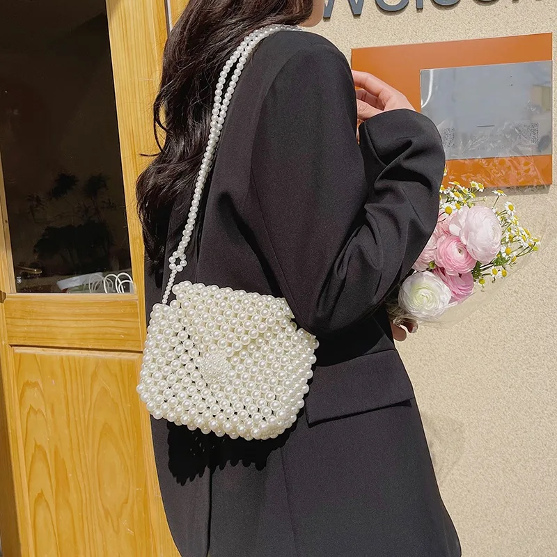 Imagem -03 - Bolsa Crossbody de Tecido Pérola Retrô para Mulheres Carteira Personalizada Bolsas de Ombro Elegantes Design de Nicho Nova para Primavera e Verão