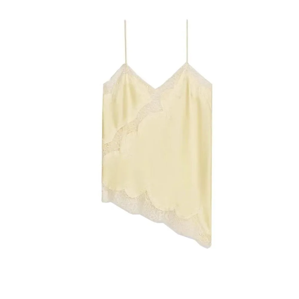 

Elegant Loose Lace Camisole Sexy Sleeveless Irregular Crop Tops Backless French Style Suspender Vest Beachside