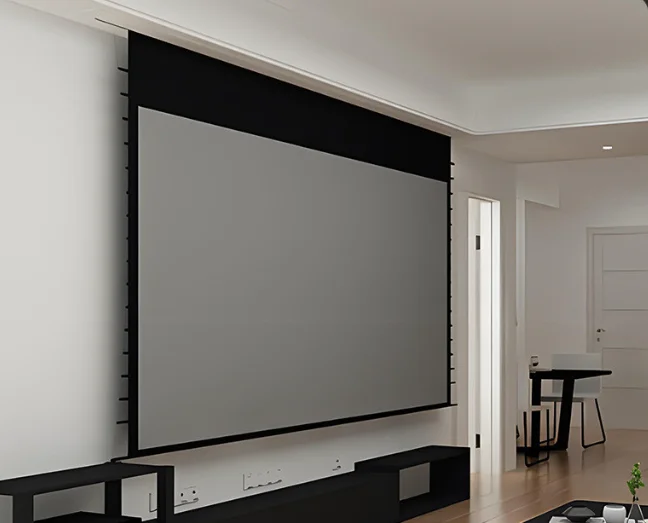 Y-133" 8K 4K HD Motorized Tab-tension Cinema Screen Electric Grey Crystal Light Resistence High Quality Ceiling-hanging Screen