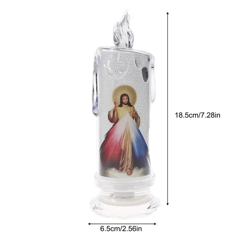Velas sin llama para oración, luz LED sin llama con batería, luz creativa de Jesús, Iglesia decorativa multifuncional