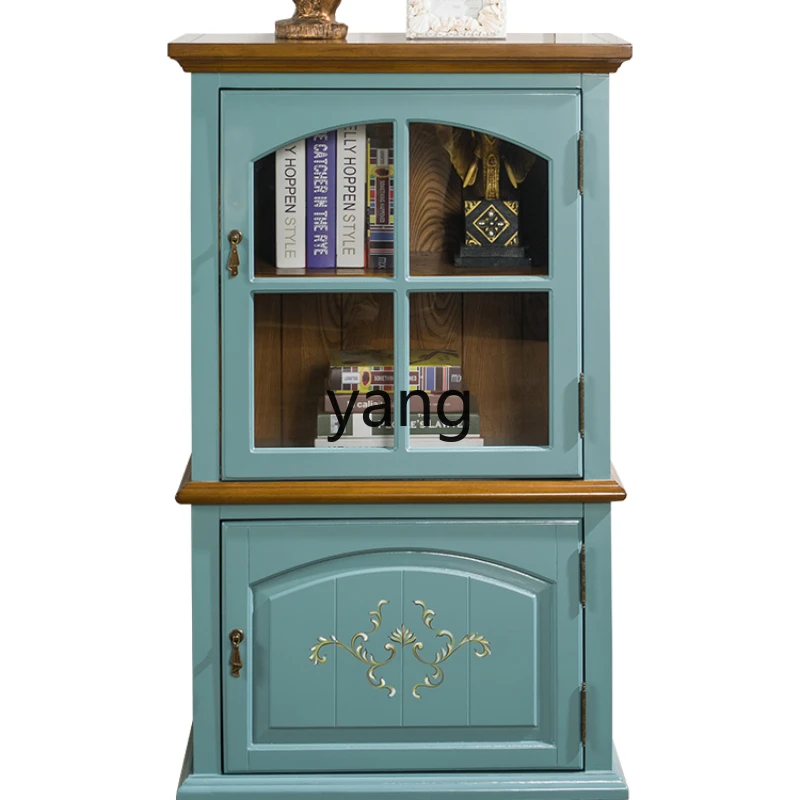 

Yjq Wall Wine Cabinet Living Room Glass Storage Mediterranean Bookcase Display Cabinet TV Side Clothes Closet