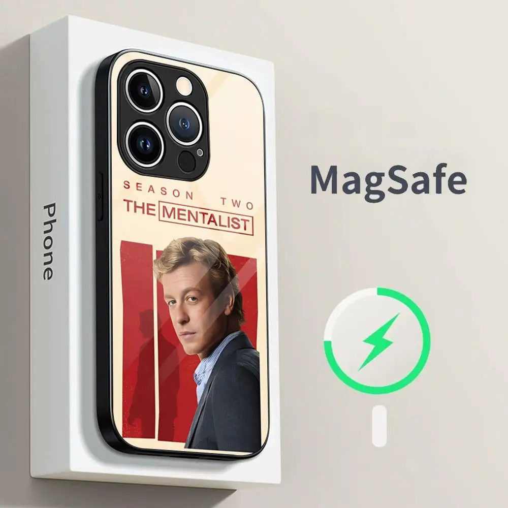 The Mentalist Red John Simon Phone Case for iPhone 15 Pro Max 14 Plus 12 Mini 11 13 14 Pro Max Magsafe Wireless Charge Glass Cov