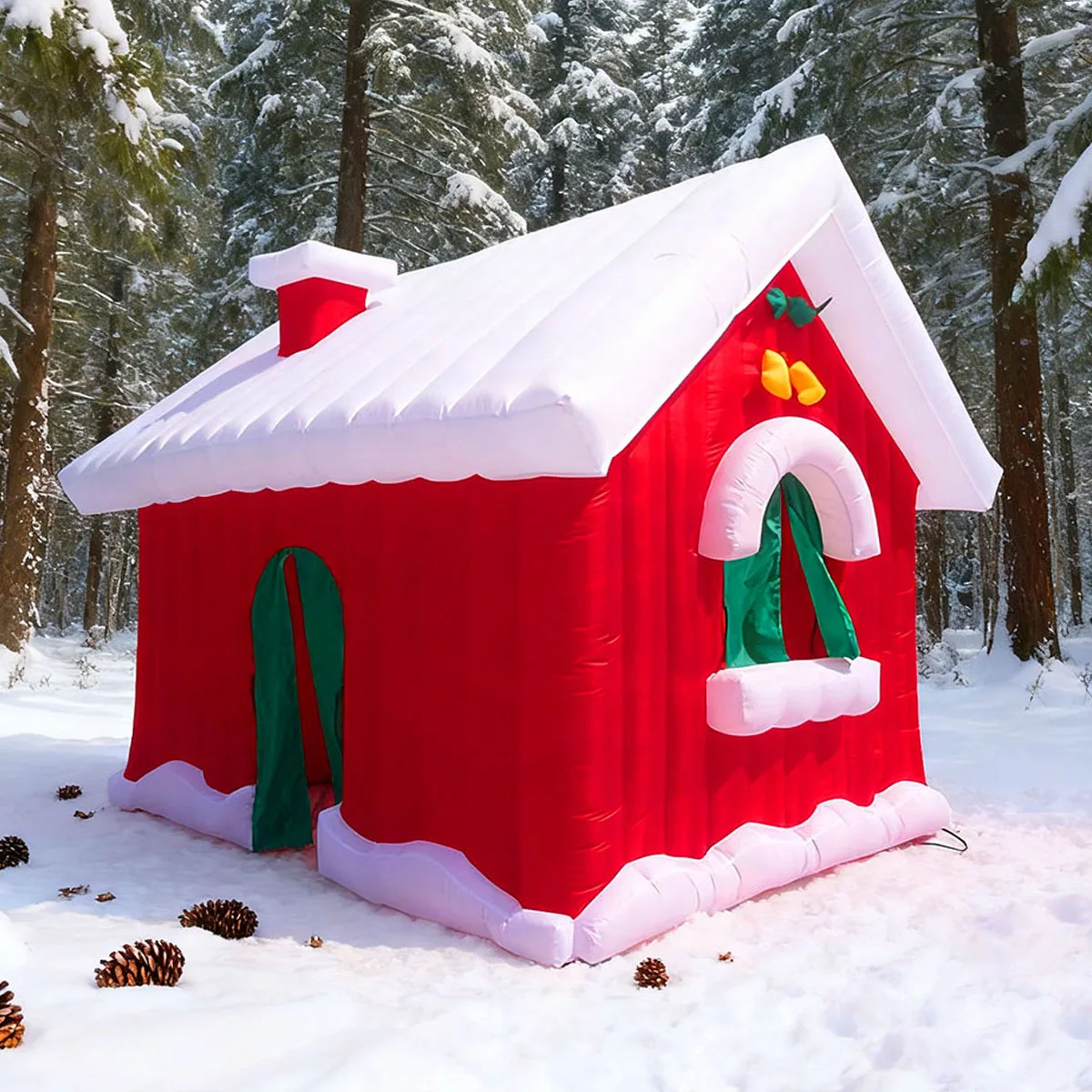 Casa inflável inflável do natal da gruta do papai noel para a barraca exterior da neve da casa do gelo da decoração de natal do quintal